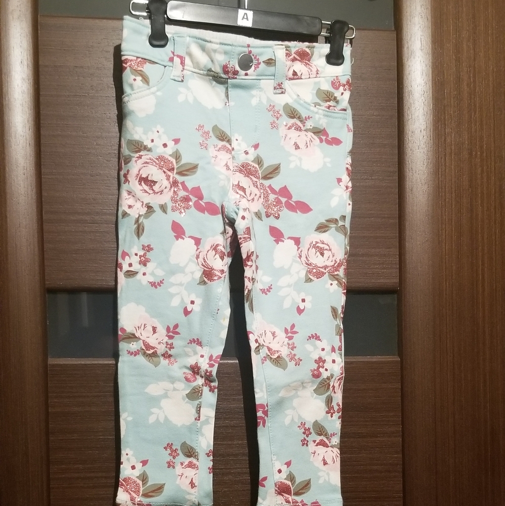 Powder Blue Floral Jeggings